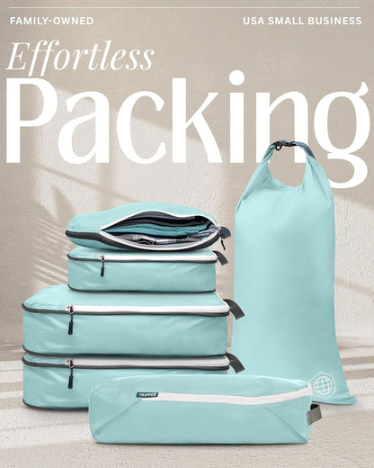 Compression Packing Cubes for Carry-On Travel 6-Pack | Ultralight Ripstop Packing Cubes with Compression Zippers for Organized Carry-On Luggage, Backpack, and Travel Packing