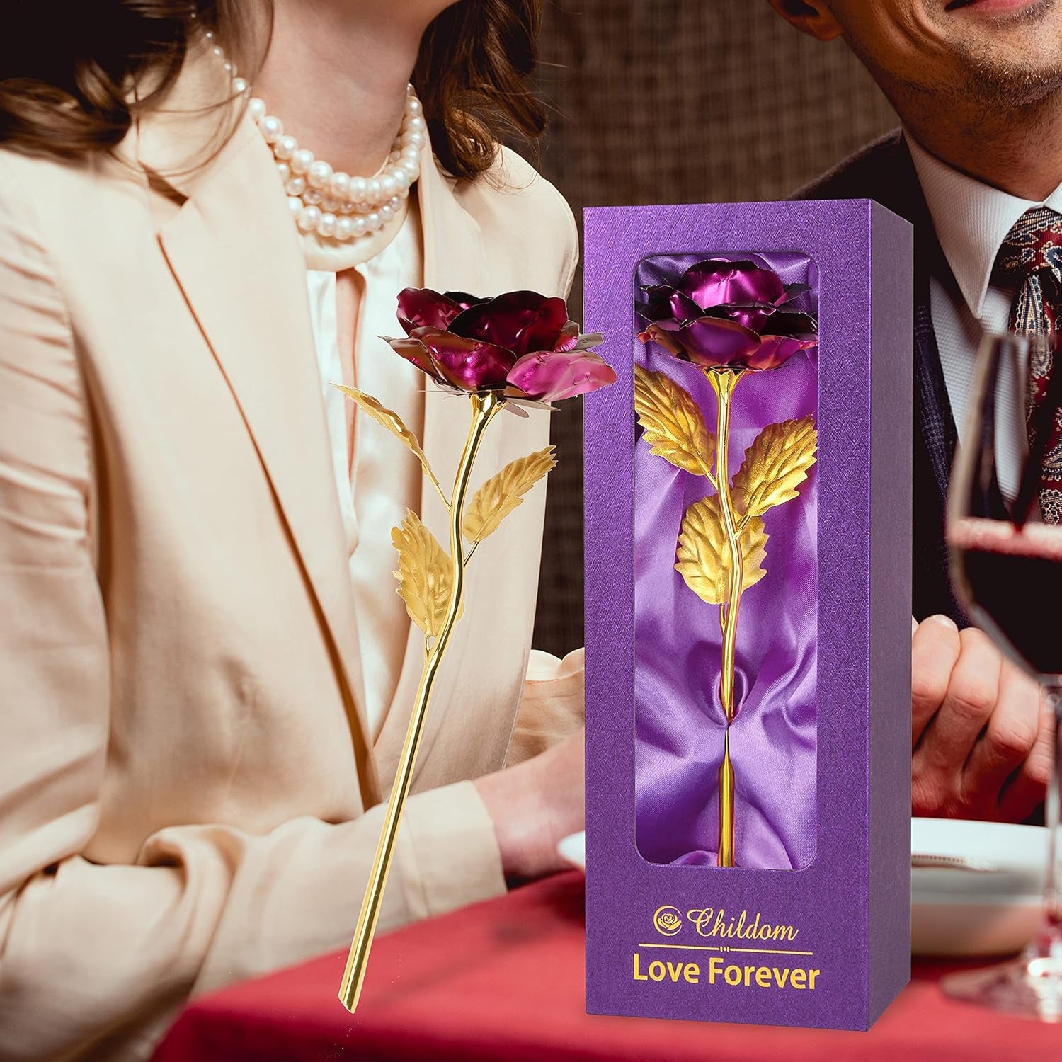 Birthday Gifts for Women Mom,Forever Purple Rose Flower for Delivery Prime | Christmas Rose Gifts for Women Mom,Purple Artificial Flowers Rose Gift for Women Her,Anniversary,Valentines,Stocking Stuffers