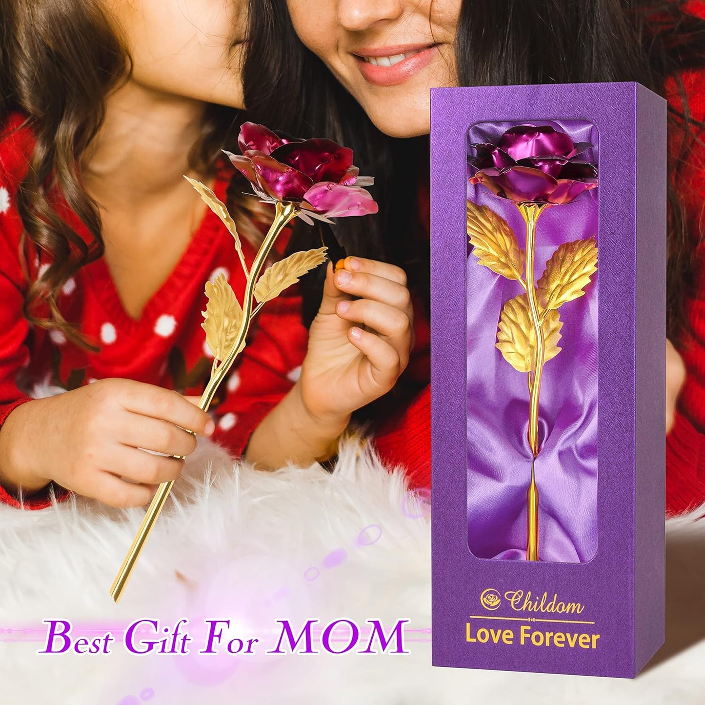 Birthday Gifts for Women Mom,Forever Purple Rose Flower for Delivery Prime | Christmas Rose Gifts for Women Mom,Purple Artificial Flowers Rose Gift for Women Her,Anniversary,Valentines,Stocking Stuffers
