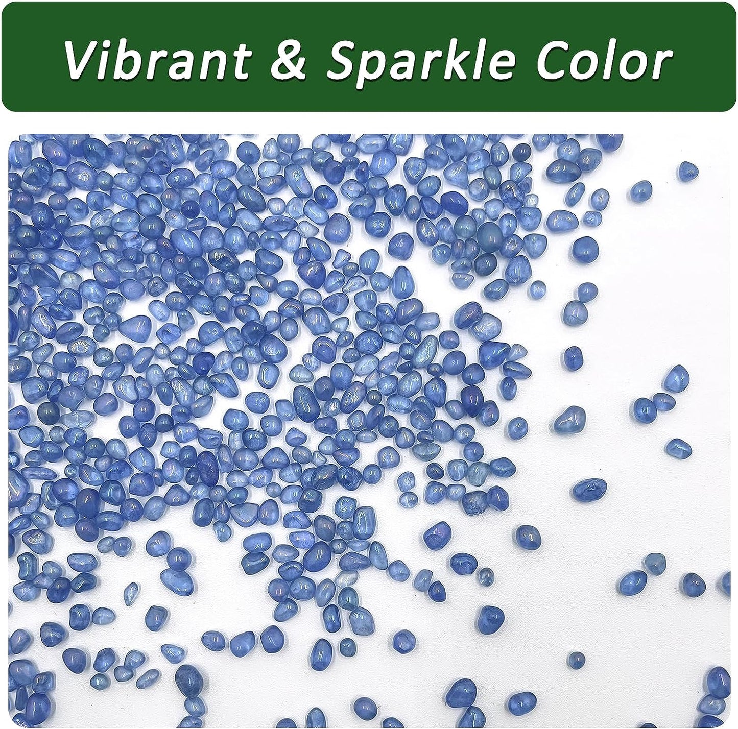 Aquarium Glass Gravel showcasing vibrant blue decorative stones for fish tanks.