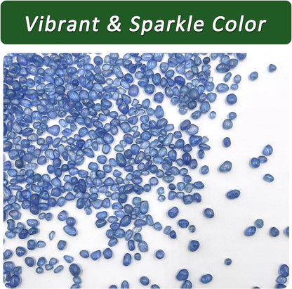 Aquarium Glass Gravel showcasing vibrant blue decorative stones for fish tanks.