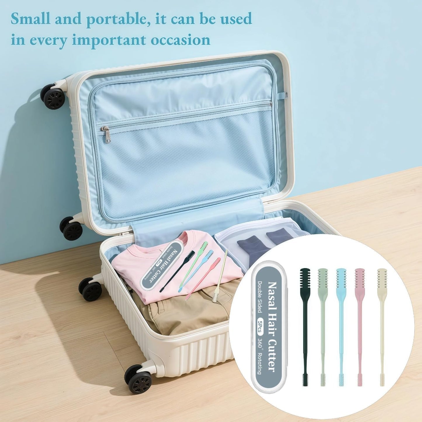 5Pcs 2-In-1 Nasal Hair Cutter, 2026 New Double Sided Nose Hair Cutter, Portable 360° Rotating Manual Nose Hair Trimmer for Men and Women, Colorful