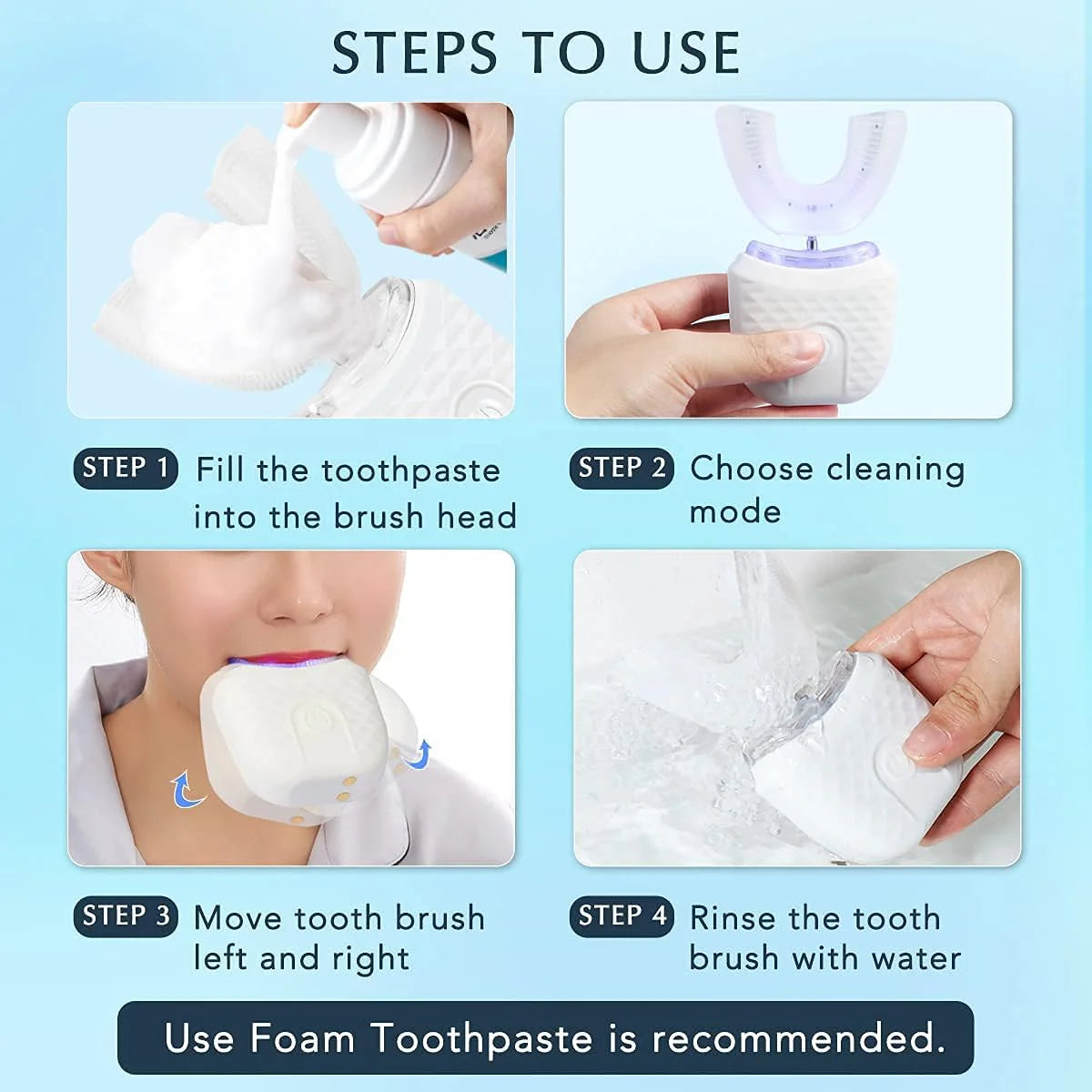 Lusailstore | Adult U-Shaped Electric Toothbrush