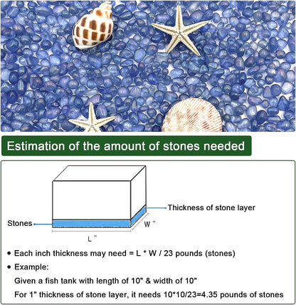 2.2 Lbs Small Aquarium Substrate Gravel Sand, Polished Smooth Fish Tank Gravel, Colorfast Uncoated Vibrant Blue Sea Glass, Decorative Stones for Vase Fillers, Fairy Garden, Potted Plants