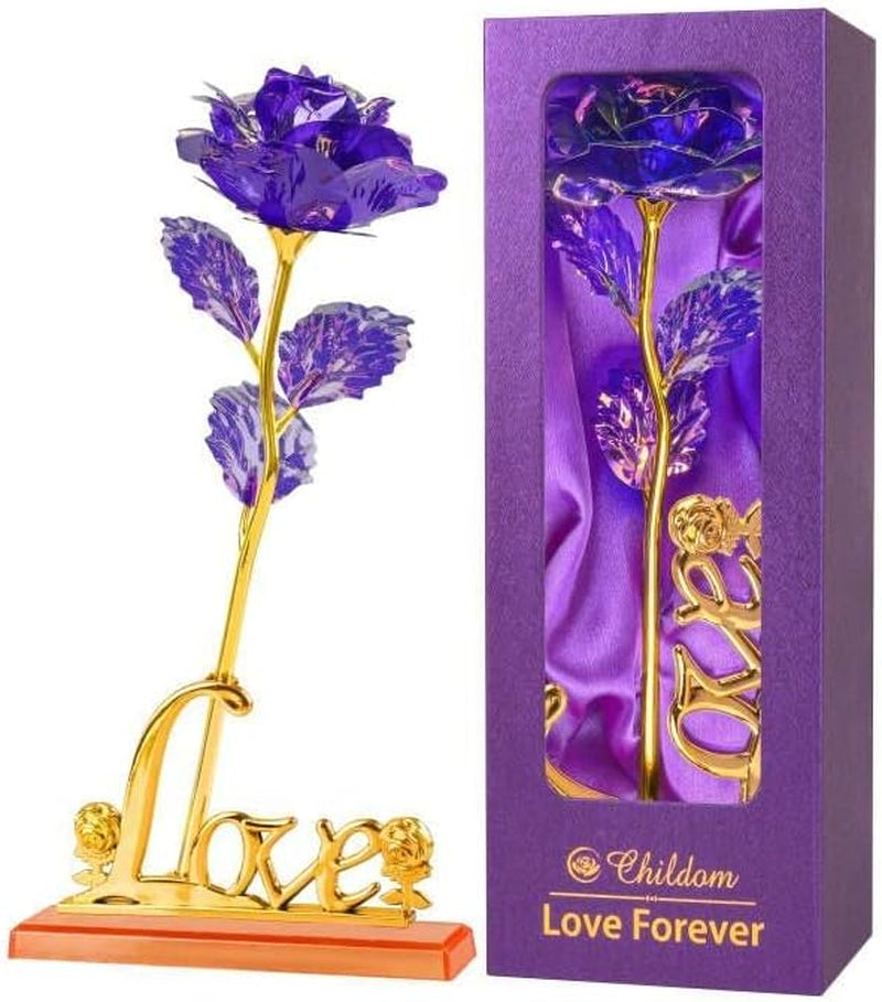Birthday Gifts for Women Mom,Forever Purple Rose Flower for Delivery Prime | Christmas Rose Gifts for Women Mom,Purple Artificial Flowers Rose Gift for Women Her,Anniversary,Valentines,Stocking Stuffers