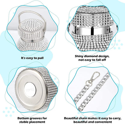 Diamond Water Bottle Bling Rhinestone Stainless Steel Thermal Bottle Refillable Insulated Glitter Water Jug with Chain for Women Girls Gifts(500 Ml,Silver)