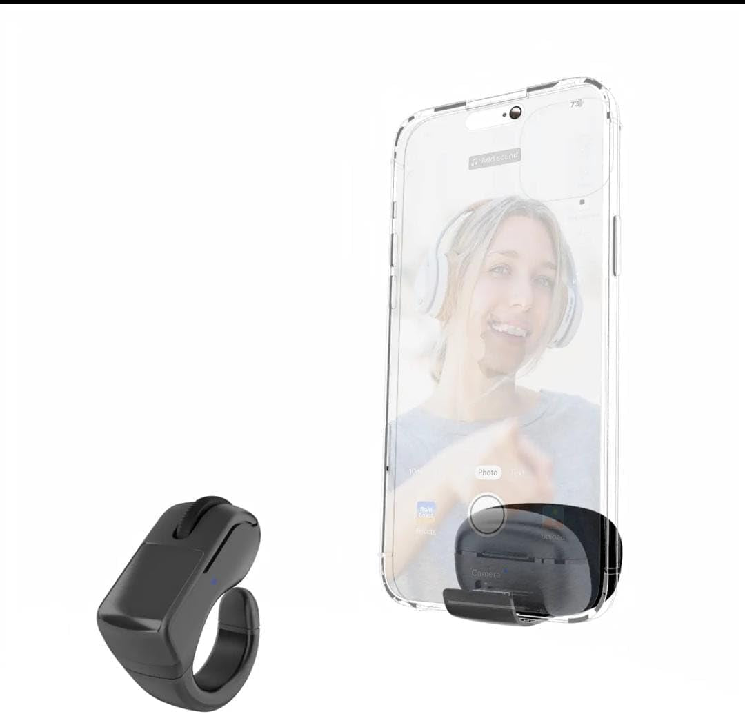 Latest Model Wireless Finger Ring Mouse, Bluetooth Touchpad, Cursor Control, Tiktok Video Scroller, Compatible with PC, Laptop, Mobile, Tablet,Selfie Video Scrolling Page Turner (White)