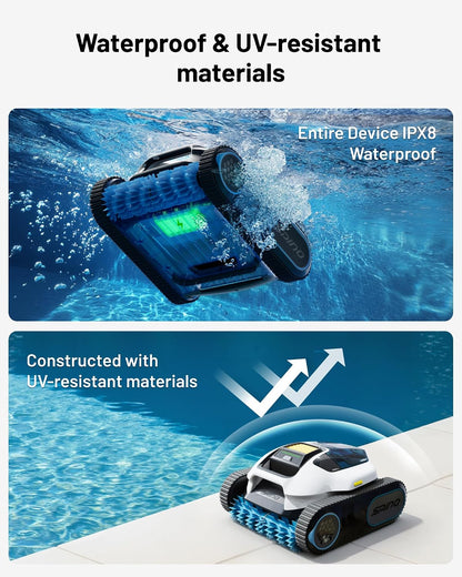 E1 Cordless Robotic Pool Cleaner, Dual-Layer Filter, 1600 Sq.Ft, APP | 5800 GPH Suction with Triple Brushless Motors, Wall & Waterline Cleaning, Smartarc Path, 5 Modes, 210 Mins, IPX8 Waterproof
