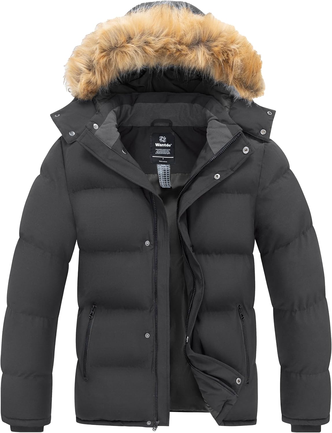 Men'S Hooded Winter Coat Waterproof Puffer Jacket Warm Winter Jacket | Waterproof 5000Mm, Detachable Faux Fur Hood, Windproof, Thicken Insulation, Warm for Cold Weather, Daily Wear, Work, Hiking