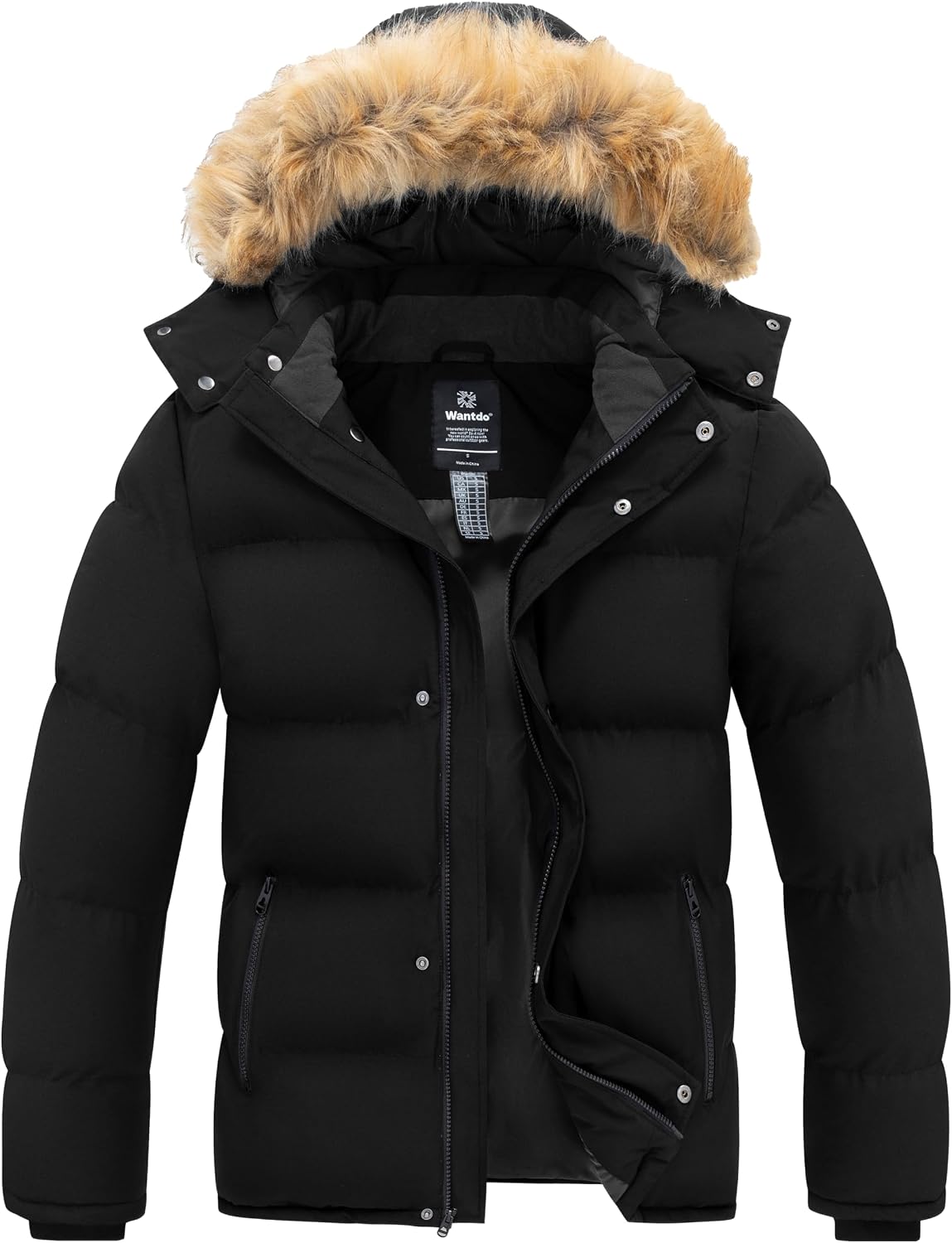 Men'S Hooded Winter Coat Waterproof Puffer Jacket Warm Winter Jacket | Waterproof 5000Mm, Detachable Faux Fur Hood, Windproof, Thicken Insulation, Warm for Cold Weather, Daily Wear, Work, Hiking