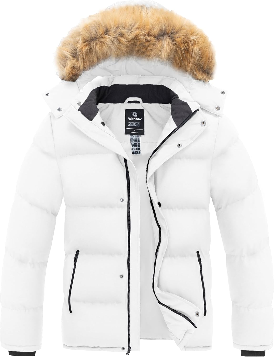 Men'S Hooded Winter Coat Waterproof Puffer Jacket Warm Winter Jacket | Waterproof 5000Mm, Detachable Faux Fur Hood, Windproof, Thicken Insulation, Warm for Cold Weather, Daily Wear, Work, Hiking