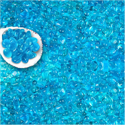2.2 Lbs Small Aquarium Substrate Gravel Sand, Polished Smooth Fish Tank Gravel, Colorfast Uncoated Vibrant Blue Sea Glass, Decorative Stones for Vase Fillers, Fairy Garden, Potted Plants