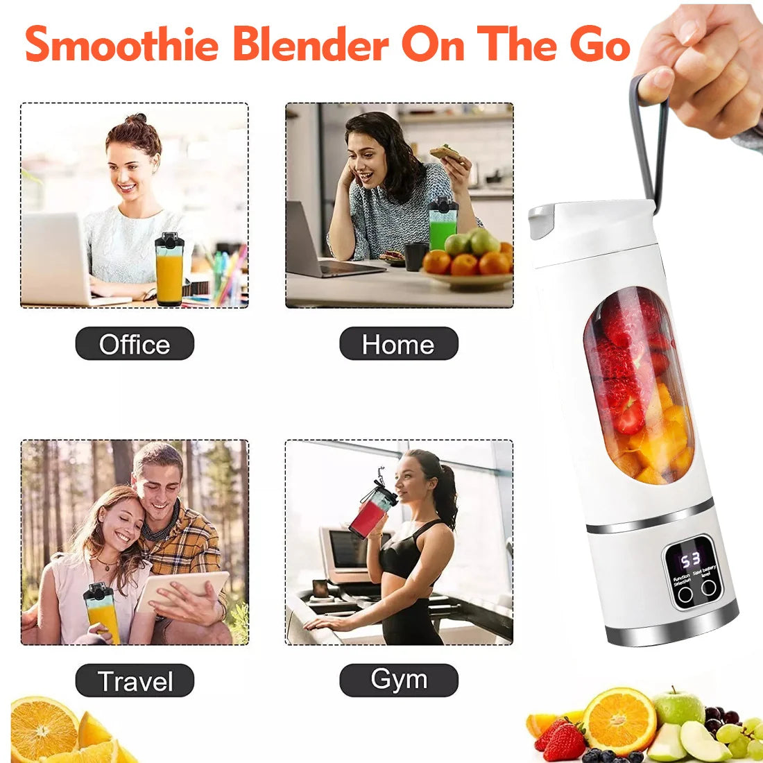 Portable USB Rechargeable Juicer Cup Electric Mixer Blender Smoothie Maker 450Ml