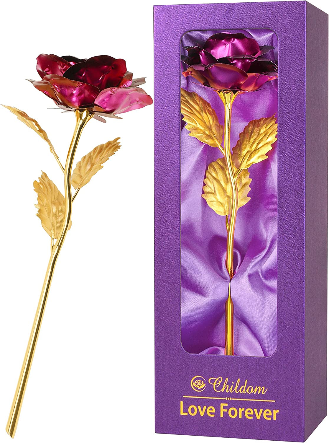 Birthday Gifts for Women Mom,Forever Purple Rose Flower for Delivery Prime | Christmas Rose Gifts for Women Mom,Purple Artificial Flowers Rose Gift for Women Her,Anniversary,Valentines,Stocking Stuffers