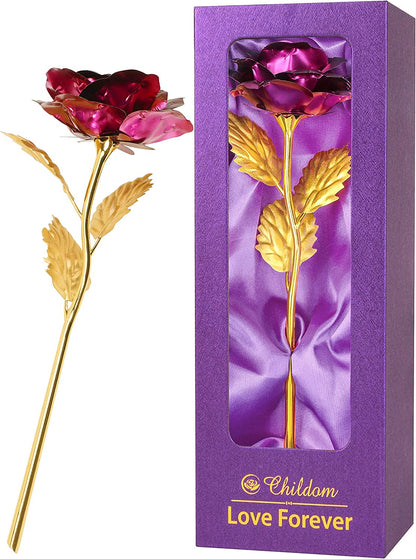 Birthday Gifts for Women Mom,Forever Purple Rose Flower for Delivery Prime | Christmas Rose Gifts for Women Mom,Purple Artificial Flowers Rose Gift for Women Her,Anniversary,Valentines,Stocking Stuffers