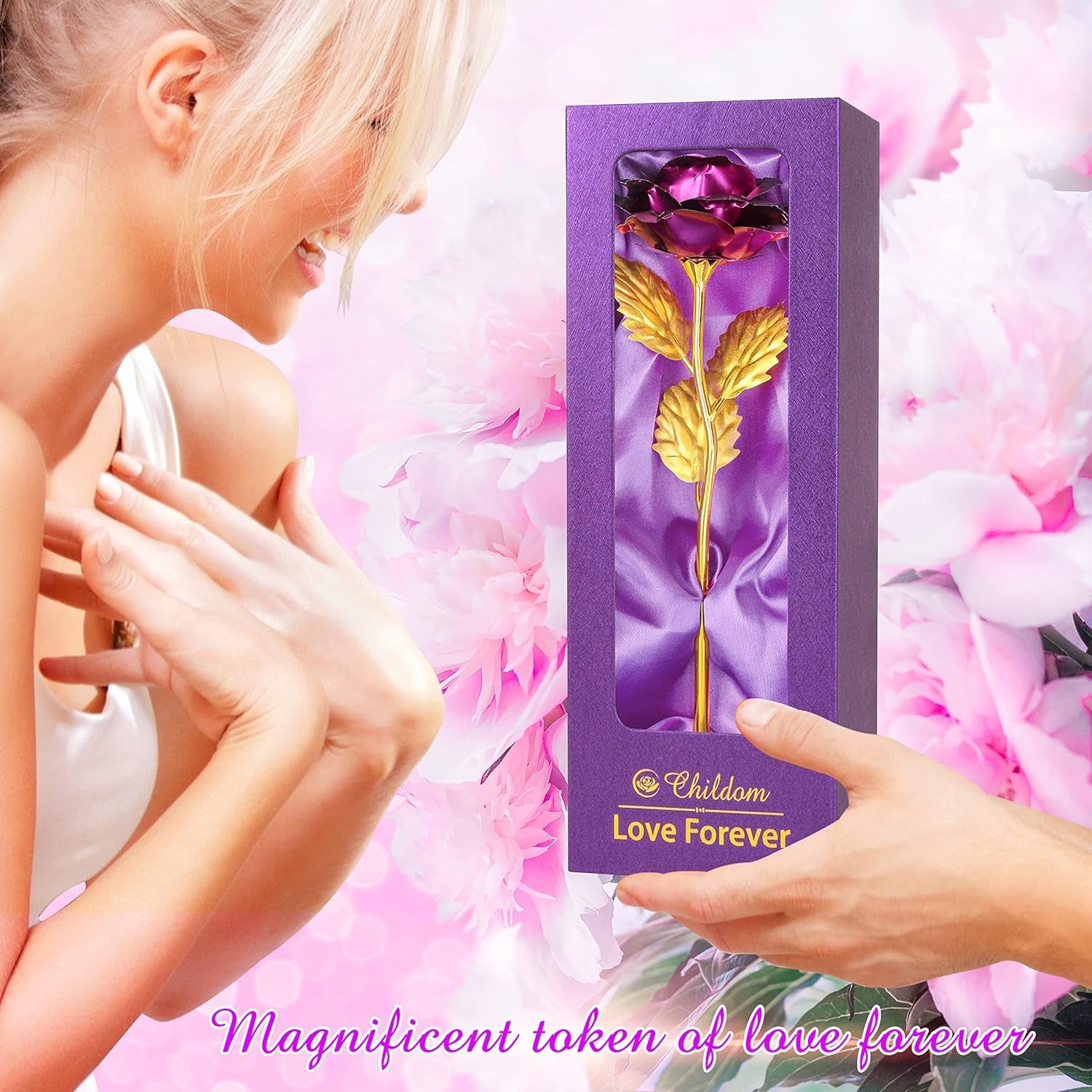 Birthday Gifts for Women Mom,Forever Purple Rose Flower for Delivery Prime | Christmas Rose Gifts for Women Mom,Purple Artificial Flowers Rose Gift for Women Her,Anniversary,Valentines,Stocking Stuffers