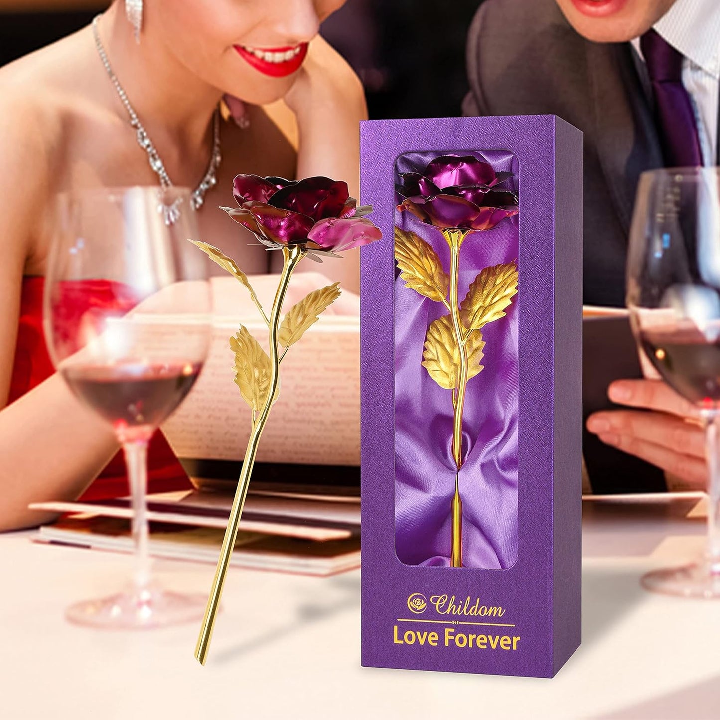 Birthday Gifts for Women Mom,Forever Purple Rose Flower for Delivery Prime | Christmas Rose Gifts for Women Mom,Purple Artificial Flowers Rose Gift for Women Her,Anniversary,Valentines,Stocking Stuffers