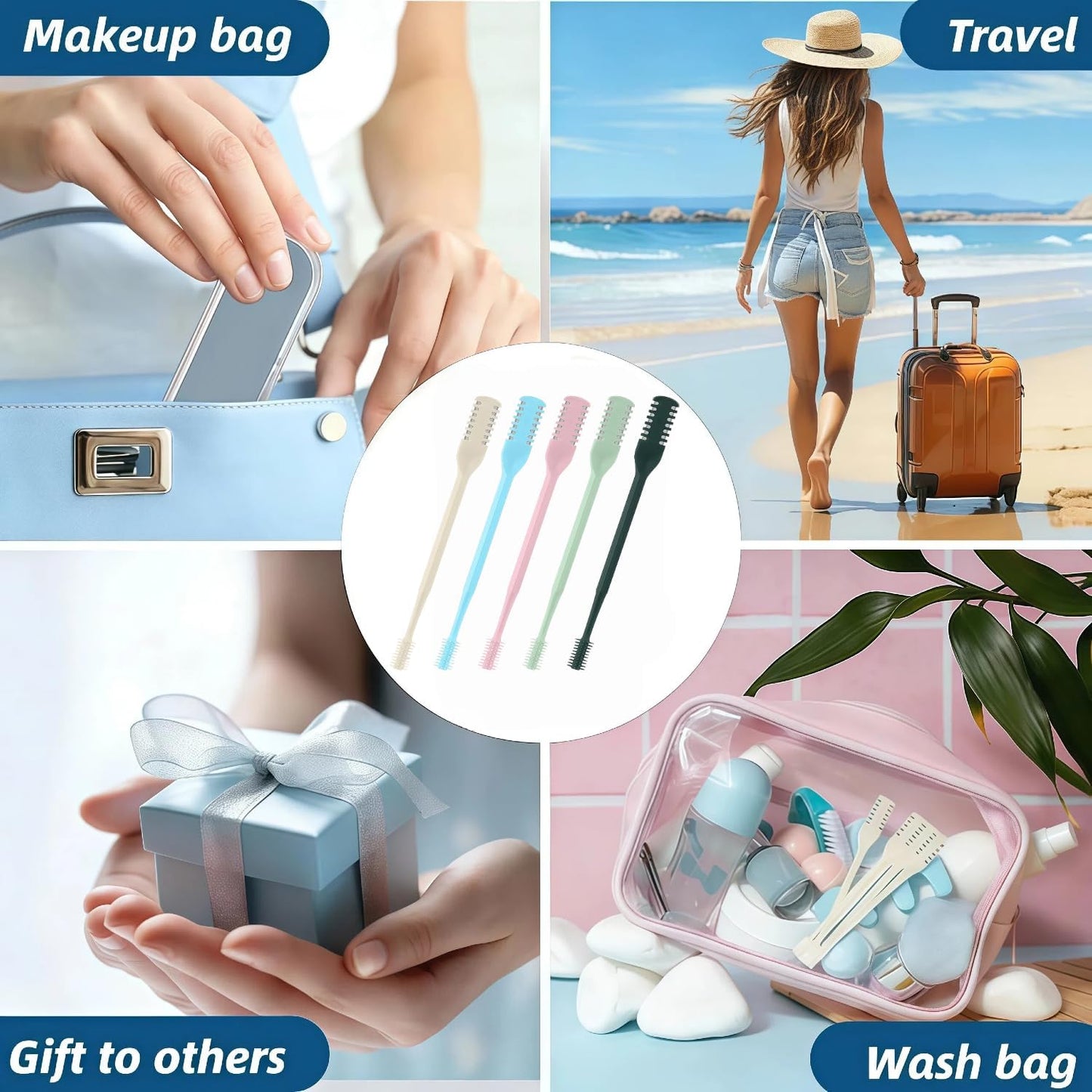 5Pcs 2-In-1 Nasal Hair Cutter, 2026 New Double Sided Nose Hair Cutter, Portable 360° Rotating Manual Nose Hair Trimmer for Men and Women, Colorful