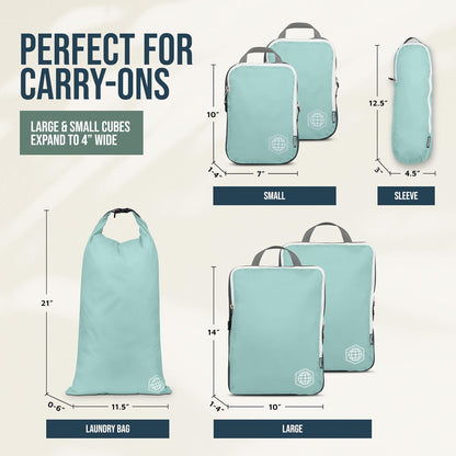 Compression Packing Cubes for Carry-On Travel 6-Pack | Ultralight Ripstop Packing Cubes with Compression Zippers for Organized Carry-On Luggage, Backpack, and Travel Packing
