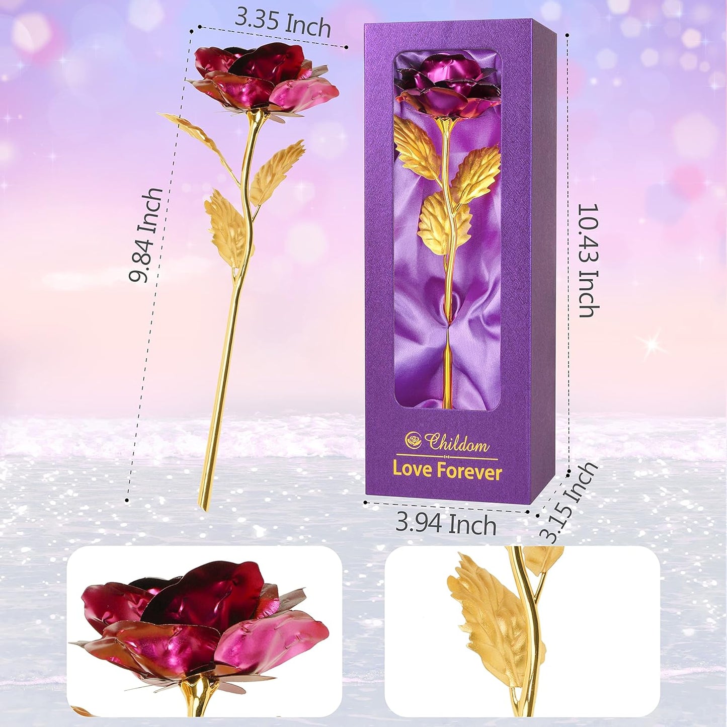 Birthday Gifts for Women Mom,Forever Purple Rose Flower for Delivery Prime | Christmas Rose Gifts for Women Mom,Purple Artificial Flowers Rose Gift for Women Her,Anniversary,Valentines,Stocking Stuffers