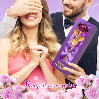 Birthday Gifts for Women Mom,Forever Purple Rose Flower for Delivery Prime | Christmas Rose Gifts for Women Mom,Purple Artificial Flowers Rose Gift for Women Her,Anniversary,Valentines,Stocking Stuffers