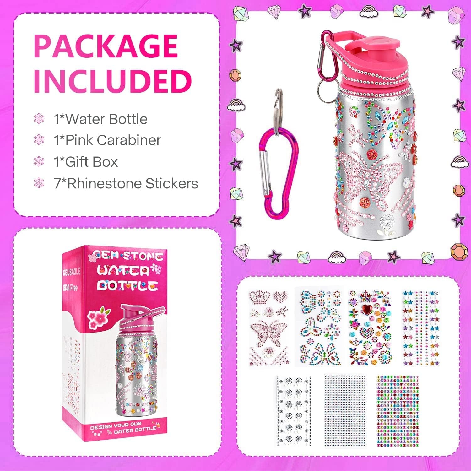 Gifts for Girls, Decorate Your Own Water Bottle Kits for Girls, Art Supplies for Girl for Kids 6-8-12, Teen Arts and Crafts Toys Kits for Daughter Sister Birthday Back to School Christmas Gift Ideas