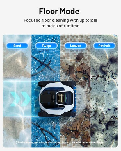E1 Cordless Robotic Pool Cleaner, Dual-Layer Filter, 1600 Sq.Ft, APP | 5800 GPH Suction with Triple Brushless Motors, Wall & Waterline Cleaning, Smartarc Path, 5 Modes, 210 Mins, IPX8 Waterproof