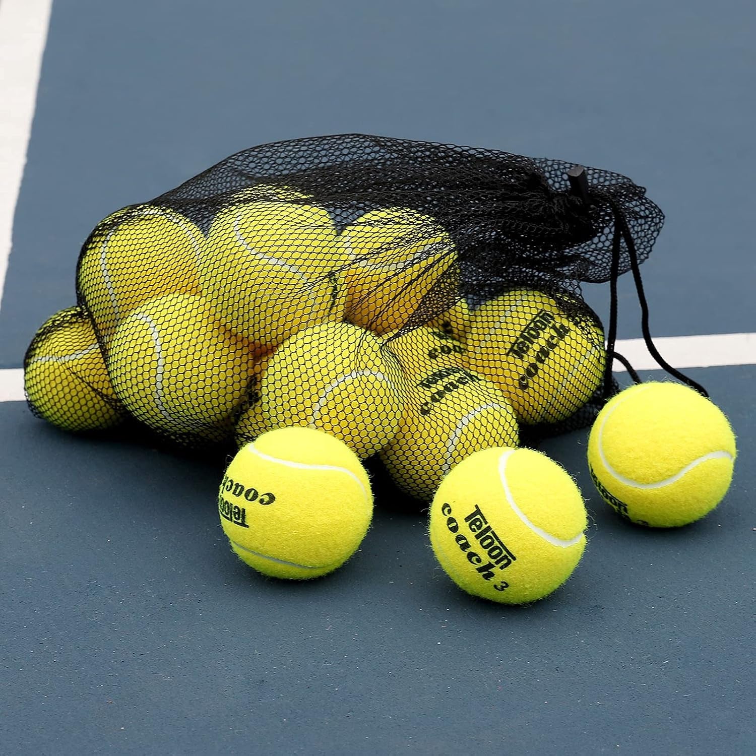 Pressure Training Tennis Balls-12 or 18 Count-Mesh Carry Bag，4 Colors Available，Pressureless Training Exercise Tennis Balls for Beginners.