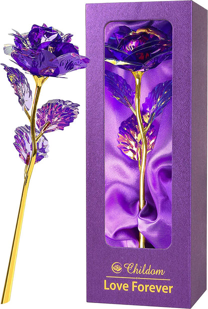 Birthday Gifts for Women Mom,Forever Purple Rose Flower for Delivery Prime | Christmas Rose Gifts for Women Mom,Purple Artificial Flowers Rose Gift for Women Her,Anniversary,Valentines,Stocking Stuffers