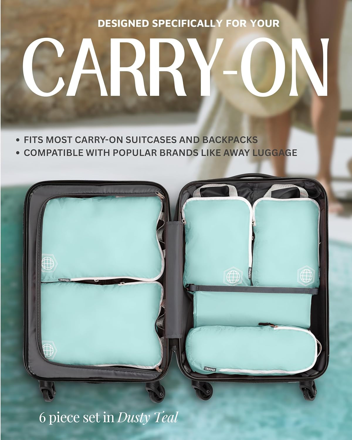 Compression Packing Cubes for Carry-On Travel 6-Pack | Ultralight Ripstop Packing Cubes with Compression Zippers for Organized Carry-On Luggage, Backpack, and Travel Packing