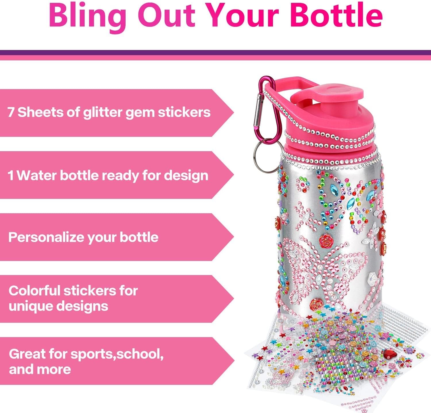 Gifts for Girls, Decorate Your Own Water Bottle Kits for Girls, Art Supplies for Girl for Kids 6-8-12, Teen Arts and Crafts Toys Kits for Daughter Sister Birthday Back to School Christmas Gift Ideas