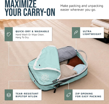Compression Packing Cubes for Carry-On Travel 6-Pack | Ultralight Ripstop Packing Cubes with Compression Zippers for Organized Carry-On Luggage, Backpack, and Travel Packing