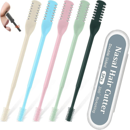 5Pcs 2-In-1 Nasal Hair Cutter, 2026 New Double Sided Nose Hair Cutter, Portable 360° Rotating Manual Nose Hair Trimmer for Men and Women, Colorful