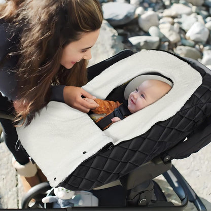 Winter Car Seat Cover for Baby Boys & Girls, Waterproof, Black | Warm Winter Carseat Cover with Removable Zipper, Universal Fit, Keeps Babies Warm and Cozy in Cold Weather